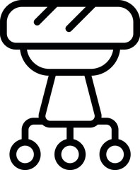 Simplified vector illustration of a modern office chair with wheels in black and white line art