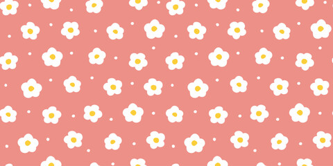 Seamless pattern with simple abstract flowers. Repeating bloom in a summer print. Vector graphics.