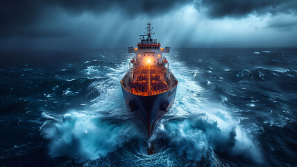 Fiery Marine Rescue: A boat battles flames against the backdrop of a fiery sky, reflecting in the water, a scene of transportation and safety amidst the waves