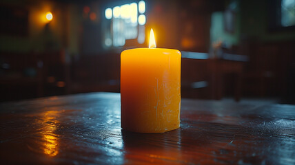 Burning candles illuminate a church with warm, romantic light, evoking feelings of love and celebration