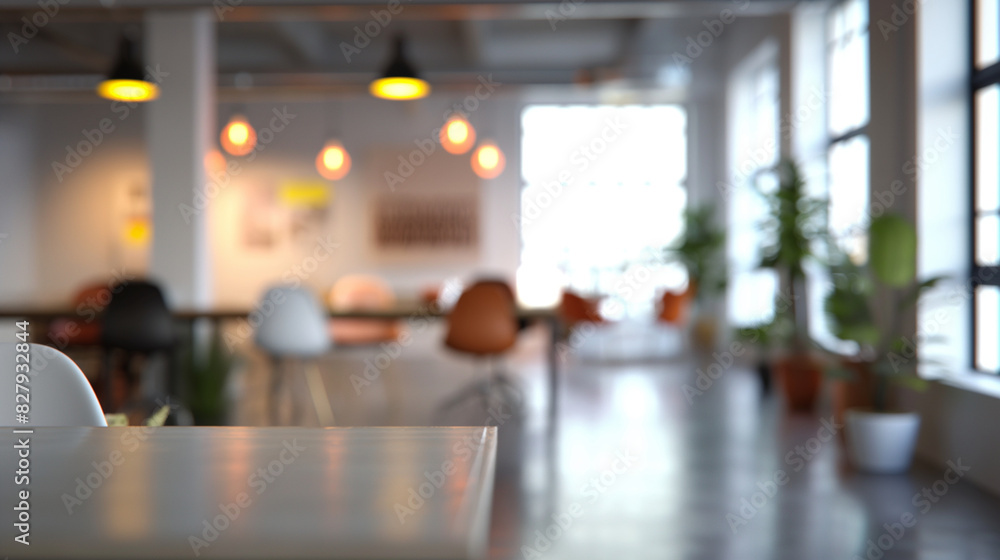 Aufkleber gentle blur of an open space office interior, with hints of color and light creating visual interest