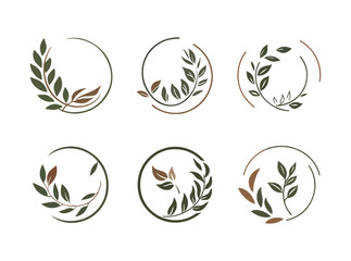 Set of wedding elements decorations and nature ecology agricurtular logo symbol elements