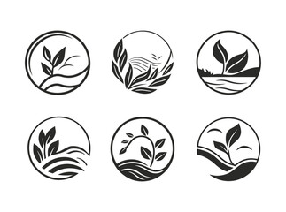 Set of nature ecology agricurtular logo symbol elements