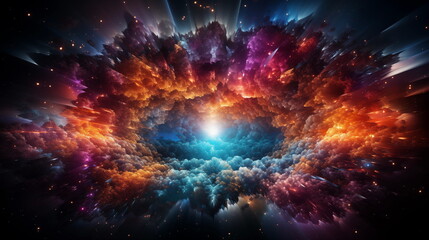 Ai generated colorful turbulent cosmic outer space galaxy clouds photorealistic illustration