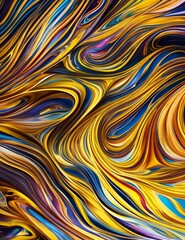 A wavy pattern made of gold curves on a blue background. The curves are interwoven and create a sense of movement and fluidity.