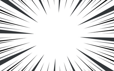 Naklejka premium Comic book black and white radial lines background. Manga speed frame. Super hero action. Vector illustration.