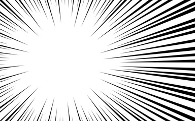 Naklejka premium Comic book black and white radial lines background. Manga speed frame. Super hero action. Vector illustration.