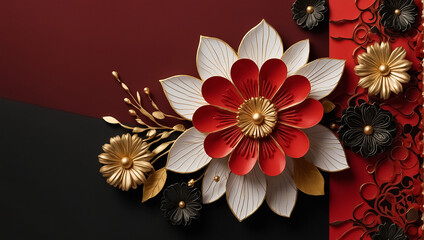 Beautiful flower gold, red, black elegant