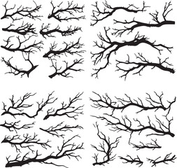 Tree Branches Vector Silhouette Set