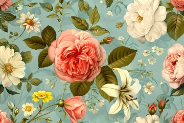 Backdrop of colorful roses