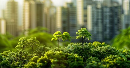 residential district in green eco city miniature, model of residential buildings in green town