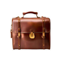 Travel leather backpack on a transparent background