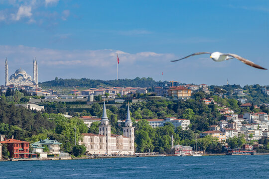 A magnificent view of the historic Kuleli Military High School in the Bosphorus.