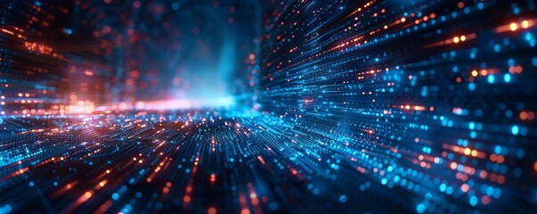 Fototapeta premium Technology abstract particle wave Background 
