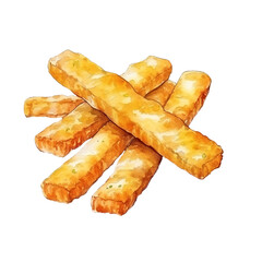 Watercolor Fish Sticks Stacked on Top of Each Other