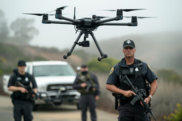 Law enforcement drone surveillance operation