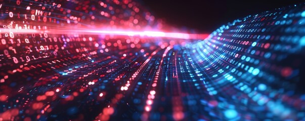 Naklejka premium Technology abstract particle wave Background 