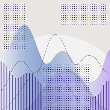 Analytics and finance. Graphs, charts, parabolas, geometric shapes on blue-gray gradient vector background. abstract style illustration