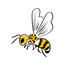 Bee flying Insect sign icon. Vector illustration. Design template.