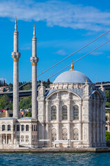 The magnificent view of the historic Ortaköy Mosque located in the Bosphorus.