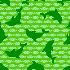 Summer cartoon print animals seamless dolphin pattern for wrapping paper