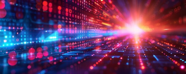 Fototapeta premium Technology abstract particle wave Background 