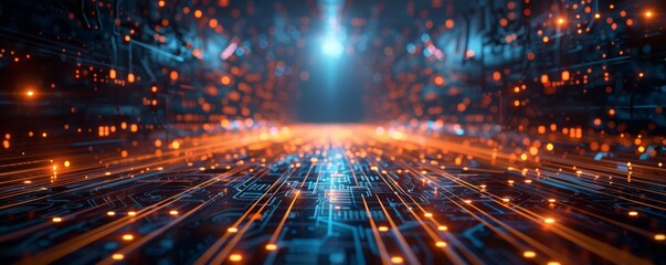 Fototapeta premium Technology abstract particle wave Background 