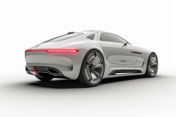 Obraz premium Sleek white futuristic sports car with red accents and advanced technology, showcasing modern design and high performance