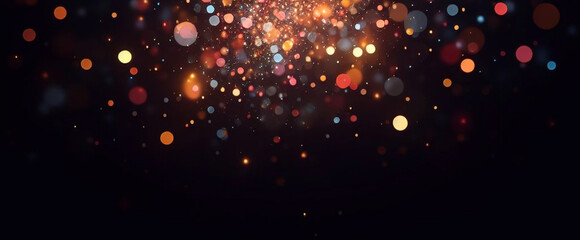 Abstract Shining bokeh lights glass rays on black background