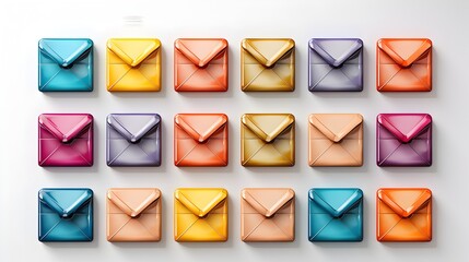 Minimalistic email icons set: sleek design with simple outlines and gradient colors