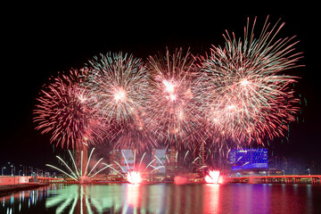 Fireworks in Abu Dhabi for celebrating public holiday Eid al-Adha