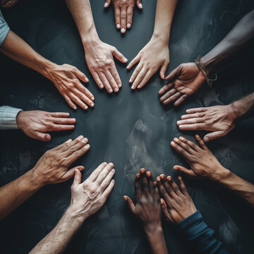 hands arranged in a circle, symbolizing unity and collaboration