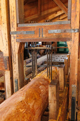 Sawmill in Operation Inside Historic Dutch Windmill in Holland