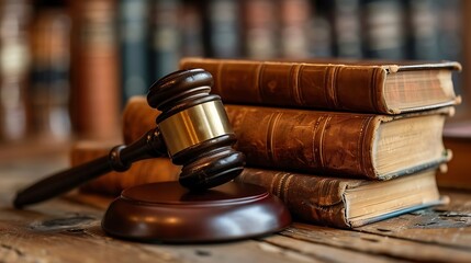 Judge’s Gavel and Old Law Books, Legal and Justice Concept