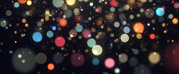 Abstract Shining bokeh lights glass rays on black background