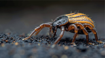 The tick is isolated. 3D illustration of a tick close up. Dangerous beetle-parasitic mite. Anti-tick product. Encephalitic tick. Illustration of a realistic isolated tick.