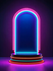 Neon background and blank for placing products