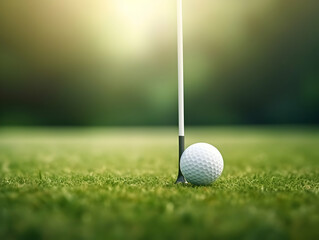Obraz premium Golf Playing, Golf balls on Golf Club, Professional golf course, Golfer putting golf ball on the green golf, Golf Players Playing, Ai Generated Photo