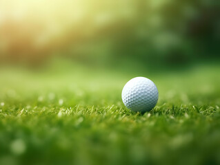 Obraz premium Golf Playing, Golf balls on Golf Club, Professional golf course, Golfer putting golf ball on the green golf, Golf Players Playing, Ai Generated Photo
