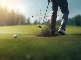 Golf Playing, Golf balls on Golf Club, Professional golf course, Golfer putting golf ball on the green golf, Golf Players Playing, Ai Generated Photo