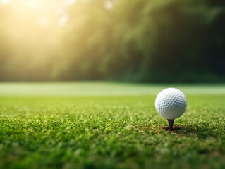 Obraz premium Golf Playing, Golf balls on Golf Club, Professional golf course, Golfer putting golf ball on the green golf, Golf Players Playing, Ai Generated Photo