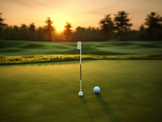 Obraz premium Golf Playing, Golf balls on Golf Club, Professional golf course, Golfer putting golf ball on the green golf, Golf Players Playing, Ai Generated Photo