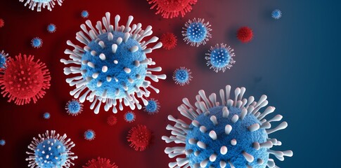 Viruses and bacteria in infected organism Pathogenic bacteria in human body. Pandemic outbreak concept.