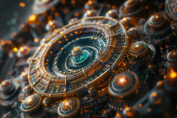 A detailed fractal design of clock gears