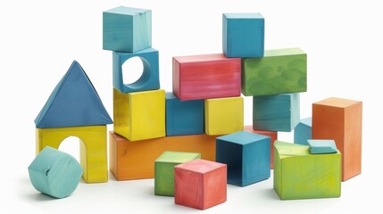 Obraz premium Building blocks made from recycled paper and cardboard with brightly colored nontoxic paint.