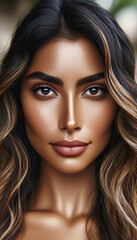 Fototapeta premium Closeup Portrait of a Beautiful Woman - Global Beauty