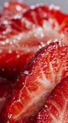 Delicious pieces of strawberry. Food perspective for background, wallpaper, banner.