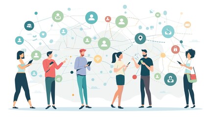 flat Vector illustration social media and digital