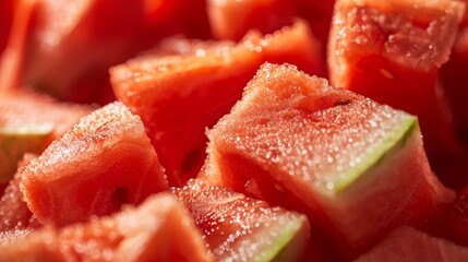 Delicious pieces of watermelon. Food perspective for background, wallpaper, banner.