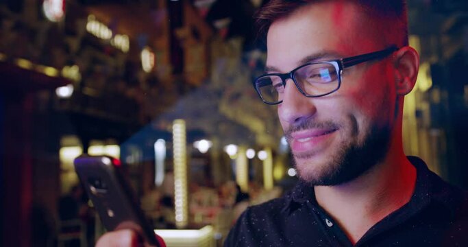Handsome Young Man Using Biometric Facial Recognition Face Detection Face Match 3D Scanning ID Future Technologies Shot Red Epic 8k